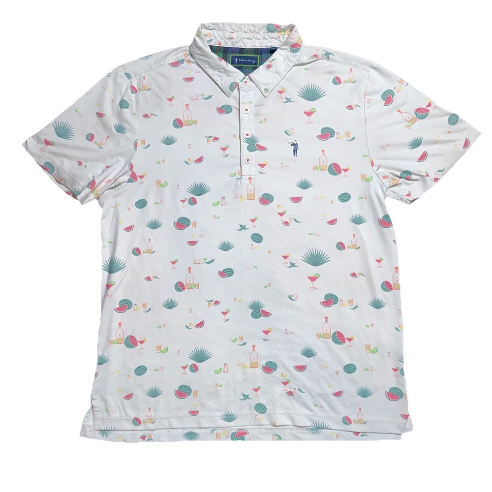 William Murray Polo Shirt Size Large White Short Sleeve Agua Caliente Golf Mens